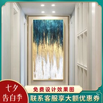 Gold leaf hand-painted oil painting Modern simple light luxury abstract decorative painting porch living room aisle corridor custom hanging painting