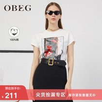 OBEG eBiqian new summer pure cotton t-shirt female fashion commuter short sleeve blouse 1093024