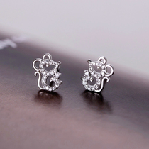 925 sterling silver mouse stud earrings earrings womens exquisite earrings Zodiac Year of life earrings Personality simple temperament