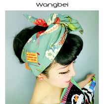 Wangbei fashionable accessories retro girl printed wire cotton self-tied rabbit ear hair band wide-brimmed turban