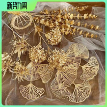 Explosion 3 fork fan leaf Ginkgo leaf simulation flower gold red fruit winter Qiao relocated new residential parts decoration