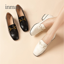 Yinman Lofu shoes 21 new British style small leather shoes Joker one pedal womens single shoes rough leather Bean shoes