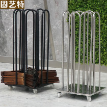 Solid Yite stainless steel hanger storage rack artifact four-sided black iron storage car finishing stacking clothes rack car