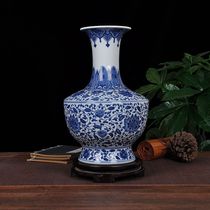 Jingdezhen ceramic vase hand-painted blue and white Chinese antique vase home decoration living room porch handicraft decoration