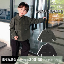 2022 Autumn Fitted New Boy Long Sleeve Shirt Han Edition Children Baby Foreign Air Blouse Casual Lining Jacket Tide