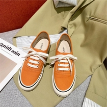 Small ckerwin original Cebu Orange Round Head Sails Cloth Shoes ~ Ulzzang Flat Bottom Plate Shoes Soft Bottom Casual Shoes