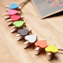 Yemi paving●Creative home color love wooden small clip Mini photo clip Log clip