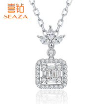Diamond necklace female white 18K gold fashion ladder square group diamond pendant exquisite choker new jewelry