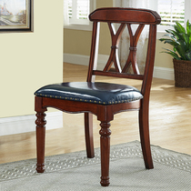 American solid wood leather stool desk and chair simple home computer chair student Chair Assembly solid wood chair