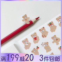 South Korean malling booth cherry bear decoration sticker hand ledger Day note Ben cute cartoon sticker DIY material