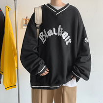 Autumn Sweater Mens Japanese Tide Brand ins Street High Street V-Collar Baseball Jacket Joker Loose Sports Jacket