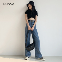 Jeans womens loose and thin 2021 summer thin high waist straight tube hanging mopping wide leg pants spring