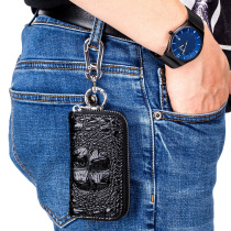 Crocodile Textured Car Mens Zip Key Bag Wallet Bull Pickup Bag Multifunction Waist Hanging Lock Spoon Bag