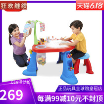  American little Tektronix luminous art table and chair set Childrens furniture painting table Baby multi-function drawing board writing table