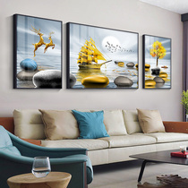 Modern light luxury living room background wall decorative painting Crystal porcelain mural high-end atmospheric triplet sofa background wall hanging painting