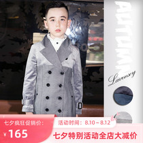 Le Wenxi new class B spring and autumn British mens and womens childrens windbreaker medium-length double-breasted polyester cotton jacket for teenagers