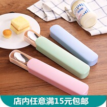 Stainless steel chopstick spoon suit portable cutlery Two-piece suit Student creative cute chopstick case Long handle