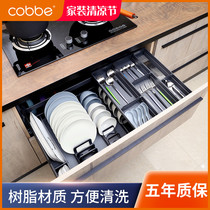 Cabe European pull basket kitchen cabinet resin material double drawer storage bowl rack floor cabinet seasoning bowl basket