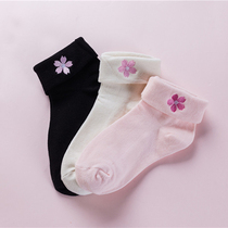 Day Ensemble Cherry Blossom Embroidered side Soft Sister Short Sox student jk uniform pure cotton cute Academy Wind 100 hitch midbarrel female Sox