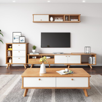 Guyi TV cabinet Coffee table combination Small apartment living room Simple modern bucket cabinet background wall cabinet set Nordic furniture