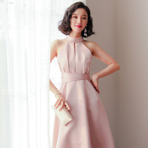 2021 can usually wear small dresses 2020 new temperament light luxury dress pink bridesmaid evening dress female