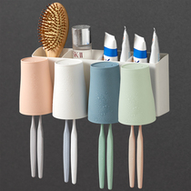 Toothbrush shelving wall wall-to-wall free hanging wall with gargling cup dental cup shelf toilet cup electric three-mouth