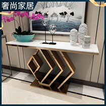 Light luxury stainless steel entry rock board porch table case end View platform simple modern living room wall corridor decoration cabinet