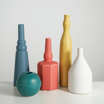 Morandi color matte matte ceramic vase model room dried flower ins Nordic ornaments flower arrangement