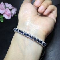 S925 Silver-inlaid Natural Sapphire Bracelet Classic fashion female Standard 3*4mm Personality Band B