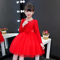 Girls  dresses 2021 new spring childrens skirts Western style fashion puffy yarn long-sleeved girl princess skirt