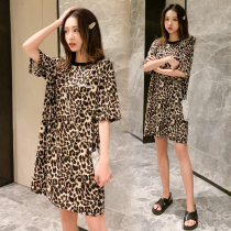 2022 summer dress large size womens fat mm medium and long BAO WEN short-sleeved T-shirt Korean version fashion loose dress 200 catties