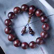 Hainan Huanhua pear (old stock oil pear) 15mm drops of fragrant yellow sandalwood ink line clear text to play the Buddha Pearl Handstring