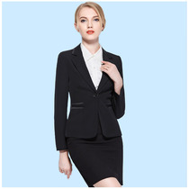 Career Positive Dress Classic Black Manicure Lady West Suit White Collar Woman Dress Long Sleeve Jacket Long Pants Suit