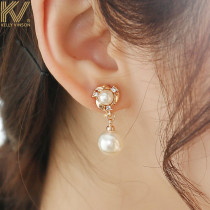 Pearl earrings 2021 new fashion retro temperament advanced S925 sterling silver ear stud ear clip no ear holes hypoallergenic