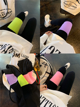 BORAKOO Korea East Gate 3 Colors ~ green pink purple ~ stitching color elastic slim leggings ~ non-Pilling