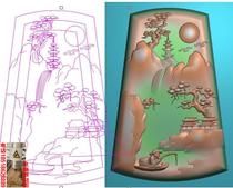 Landscape figure boat landscape Jade carving pendant 46 card carved figure jdp relief figure Gray scale figure Wood carving figure