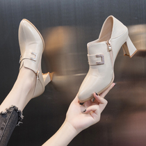 High heel shoe woman 2022 new design sensation with small crowdname Coarse Heels and Custard Fashion Deep Spring Autumn Single Shoes