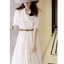 Mularsa High-end Light Lavish Lace Dress Dress Woman 2022 Summer New Embroidered Hollowed-out V Collar White Long Dress