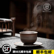 Moshou purple pottery pure handmade tea cup ceramic coaster tea cup large master cup purple sand Nixing kung fu tea set