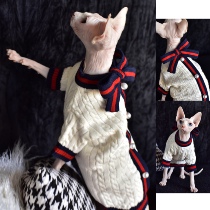 YH-net red big signs small fragrant wind pearl butterfly knots cute Chauffenx no hairy cat clothes Mao Line Devon