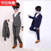 2020 New z autumn flower boy suit three-piece suit Korean childrens performance dress wedding dress childrens ceremony