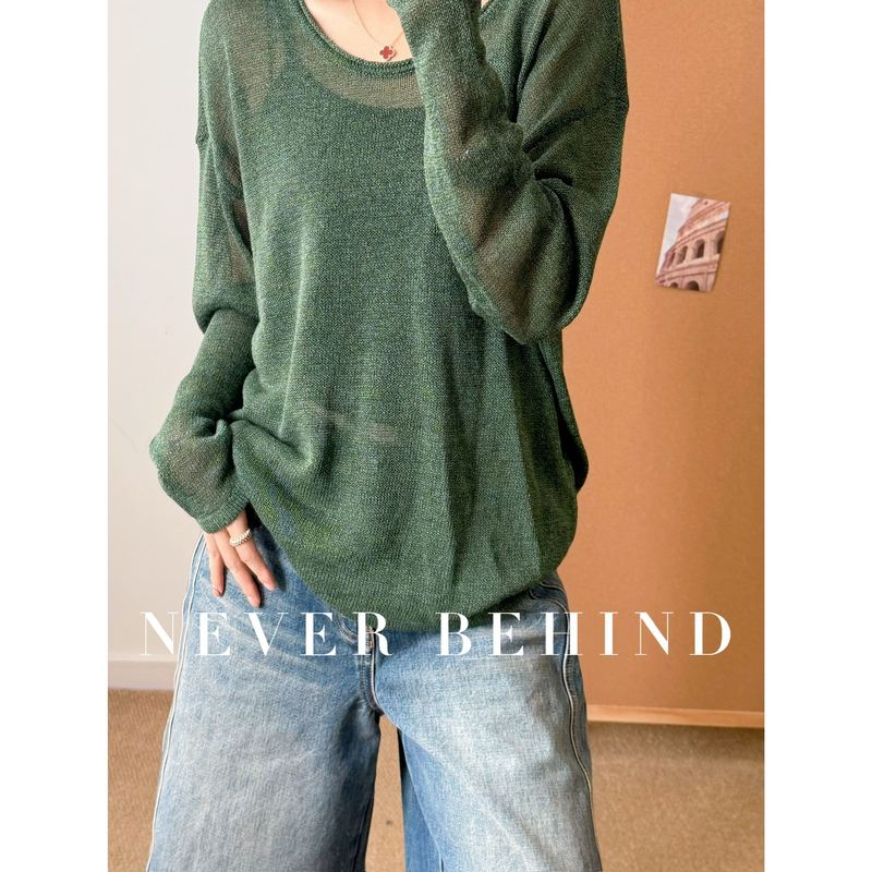4.8 Never Behind Forest-Style Lazy and Casual Paper Knit Sweater, Skin-Friendly Thin Top for Summer