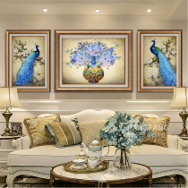 Living room decoration painting Sofa Background Wall Triple Painting Eurostyle Oil Painting Peacock Bedroom Xuanguan hanging painting