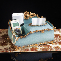 European multi-function tissue box American living room coffee table Creative light luxury style high-grade paper pumping remote control storage box
