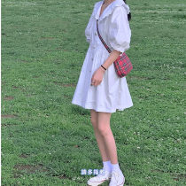 Pop Herben Wind Little White Skirt Academy Wind Days Dolls Collar Shirts First Love Salt Can Be Sweet and Skirt Small