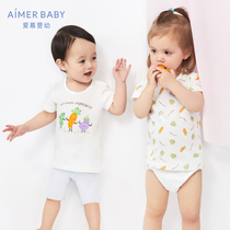 21 New products love children June men and women infants baby summer thin cotton printed short-sleeved top two-piece bag