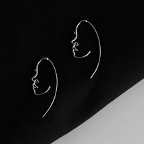 Cold Air portrait simple simple earrings exquisite 925 sterling silver Korean personality earrings abstract Joker ear ornaments female