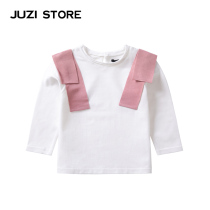 JUZI STORE Dress Combed Cotton Sweet butterfly knot Decorative Long Sleeve T-shirt Girl 1623003