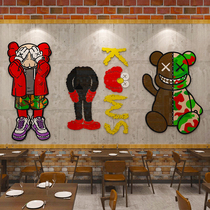 Creative Net red card photo area scene layout Sesame Street kaws decoration milk tea hotel pasted on the wall