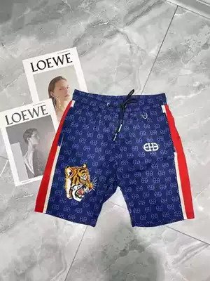 Summer colorful striped letter Ice Silk breathable quick-drying men's shorts Europe station fast hand shake sound Net Red men's shorts